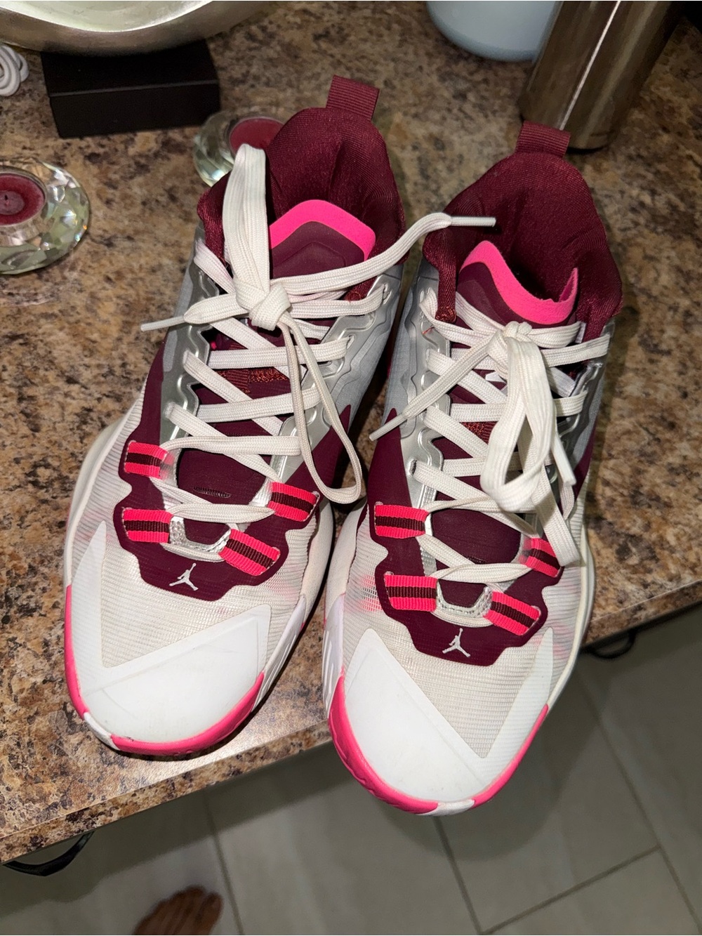 Jordan Women’s Burgundy and Pink High-Top Athletic Sneakers